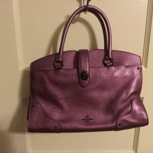 Coach bag medium-sized metallic purple